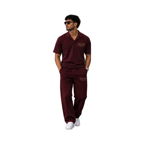 طقم بولو عنابي