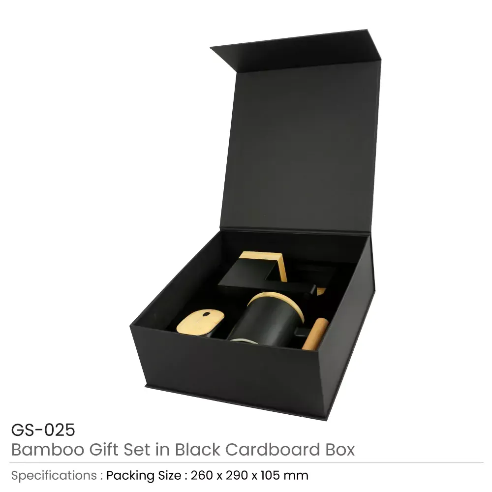 Bamboo Gift Sets in Black Cardboard Box GS-025