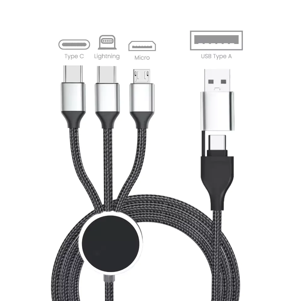3-in-1 Multi Charging long cable 105cm with Light Up logo design