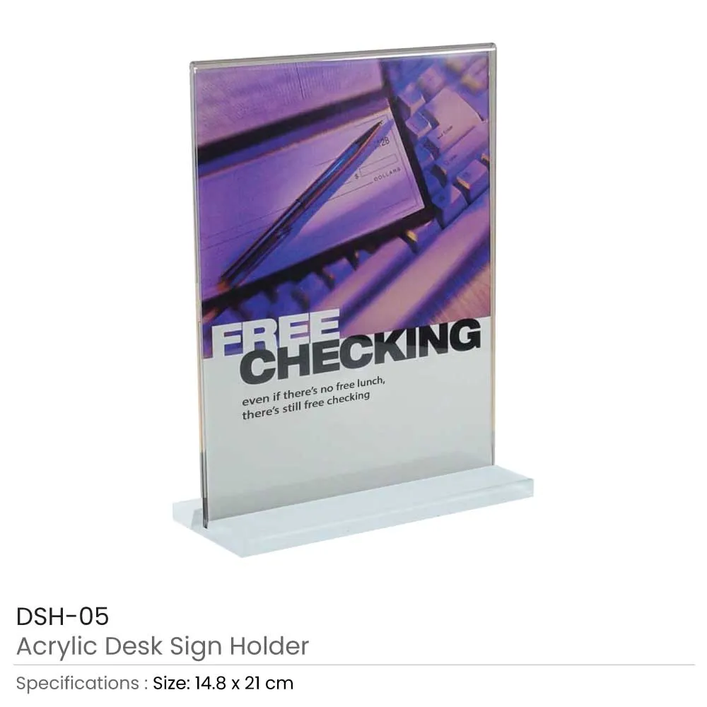 Acrylic Desk Sign Holders in Transparent