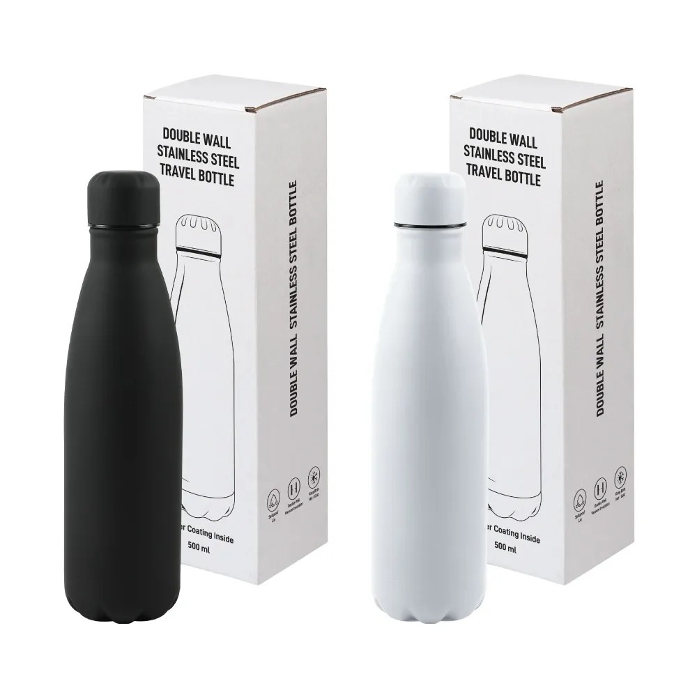 Premium Soft Touch Matt Cola Bottles in Stainless Steel 500ml