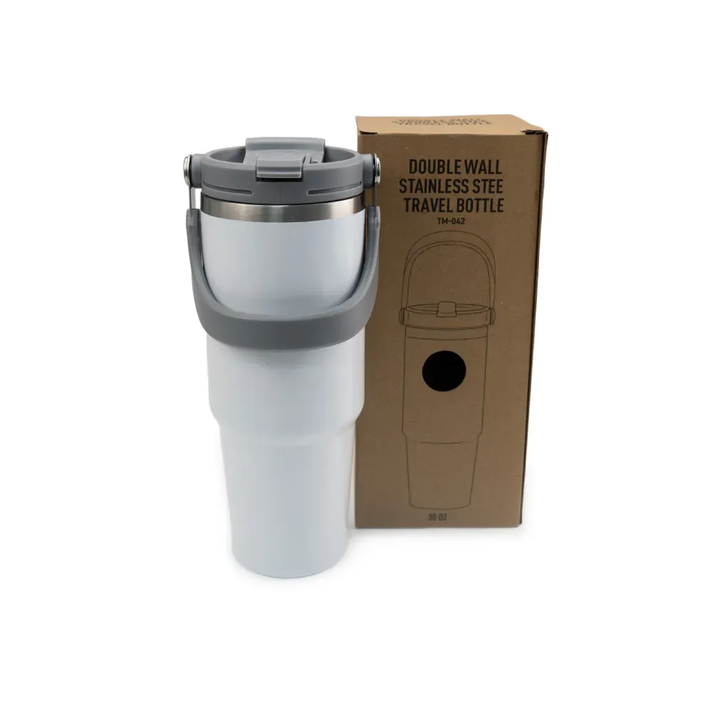 Tumbler with Handle and Straw SS Double Wall 900ml