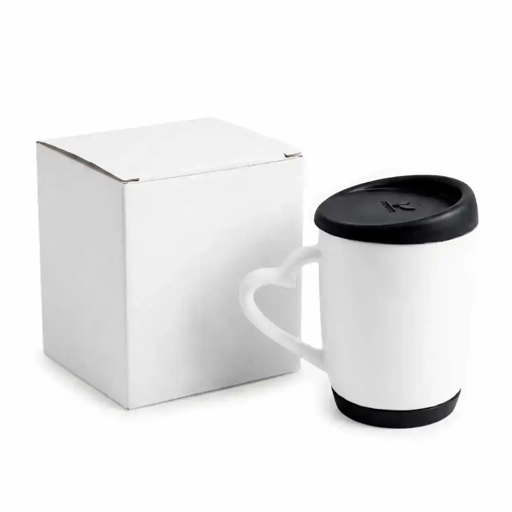 White Ceramic Mugs with Silicone Cap and Base