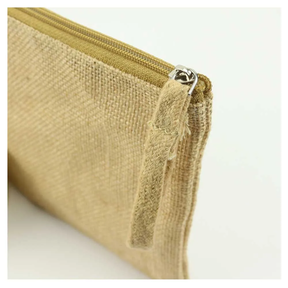 Jute Zipper Pouch with Breast Cancer Awareness Logo