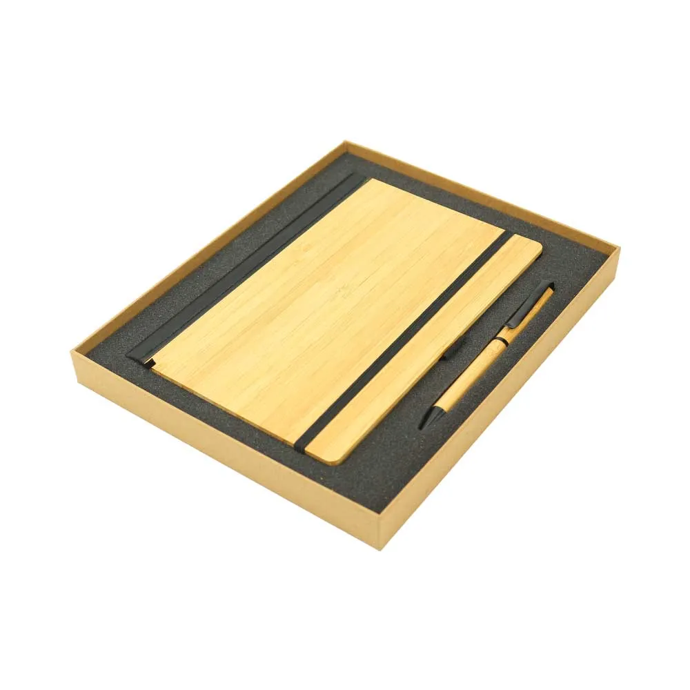 Bamboo Journal Set with A5 Size Notebook and Pen