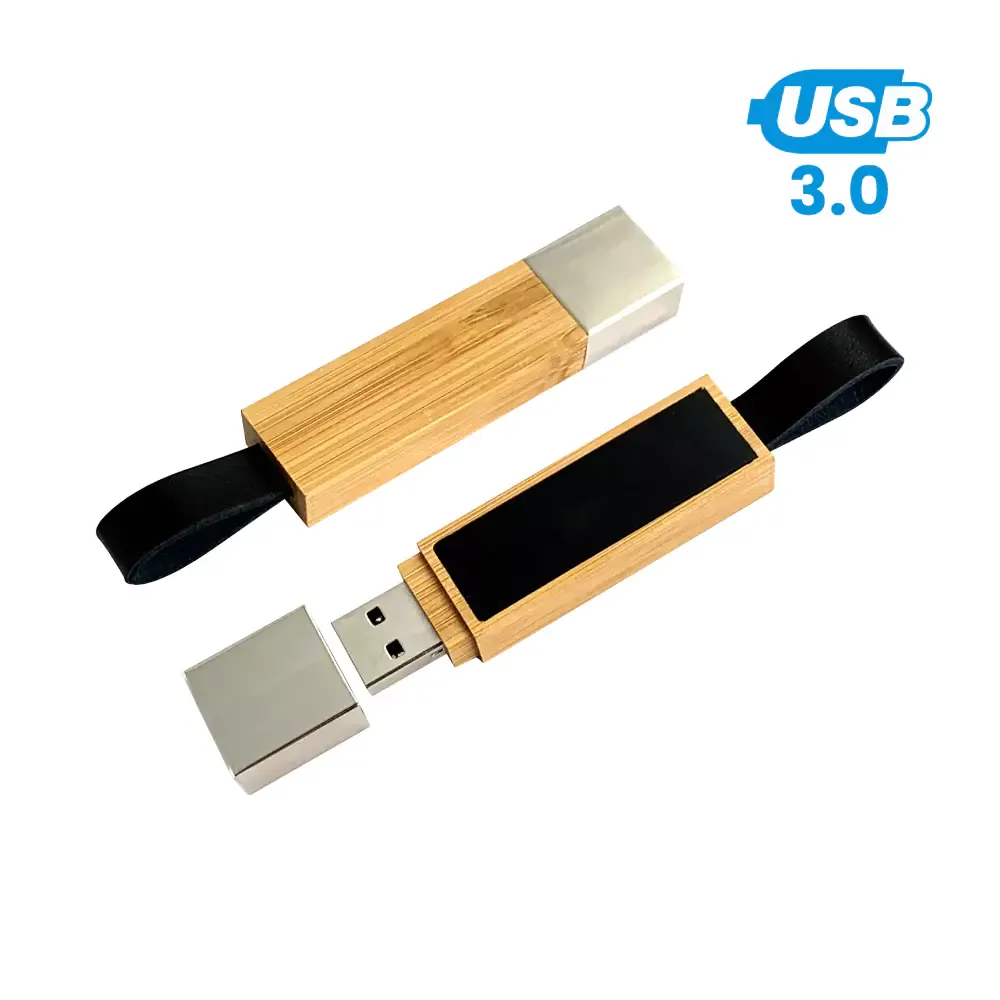Bamboo LED Logo USB with Strap 64GB V. 3.0