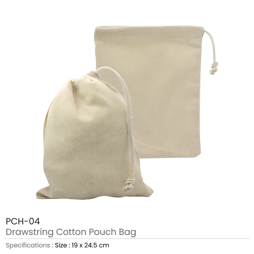 Cotton Pouch Bags with Drawstring