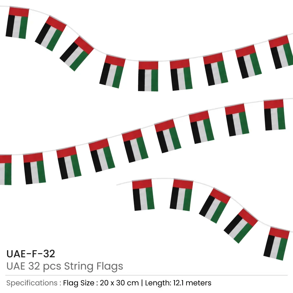 UAE String Flags and Flag Bunting 32Pcs