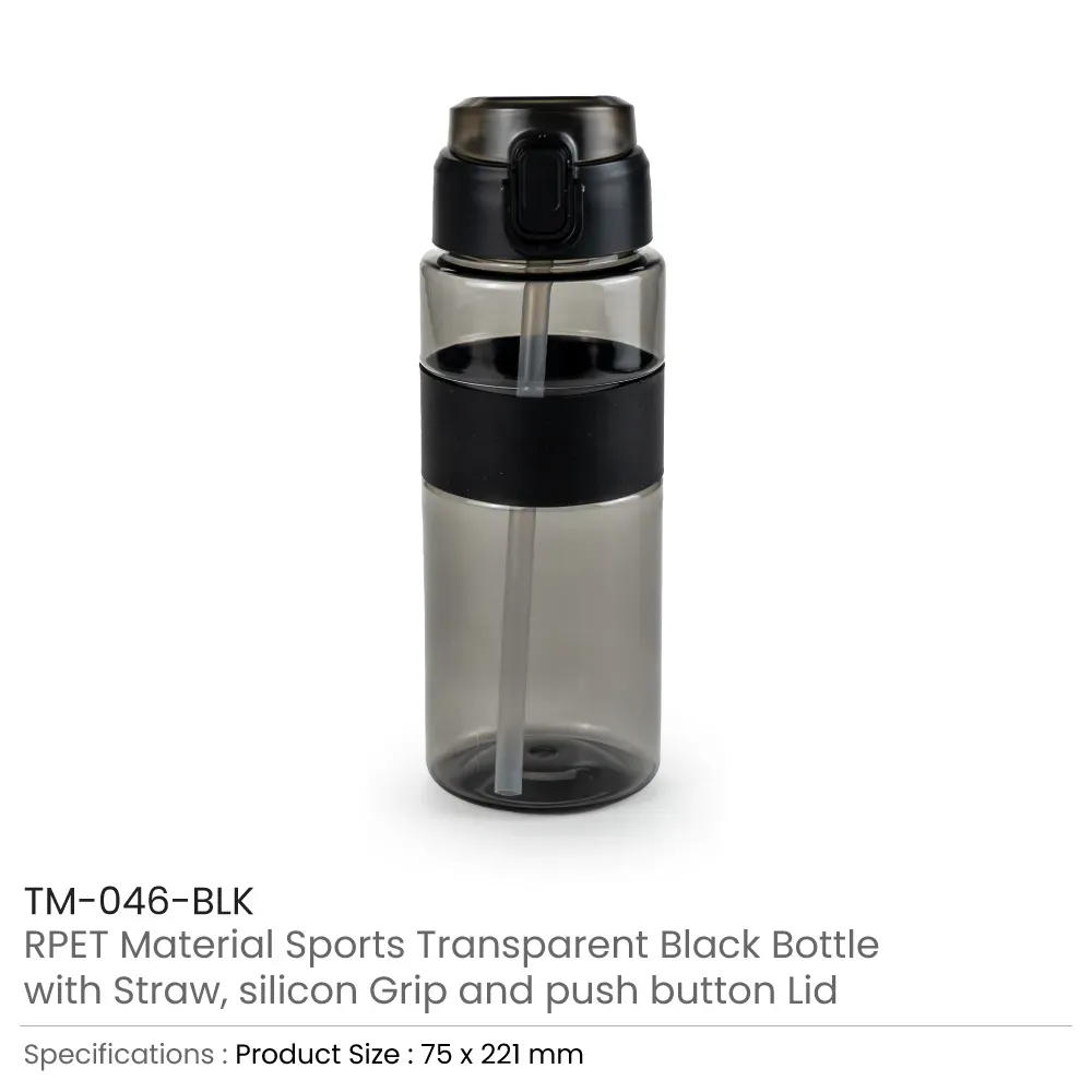 Eco-friendly Sports Bottles with Straw, 700ml in rPET Material