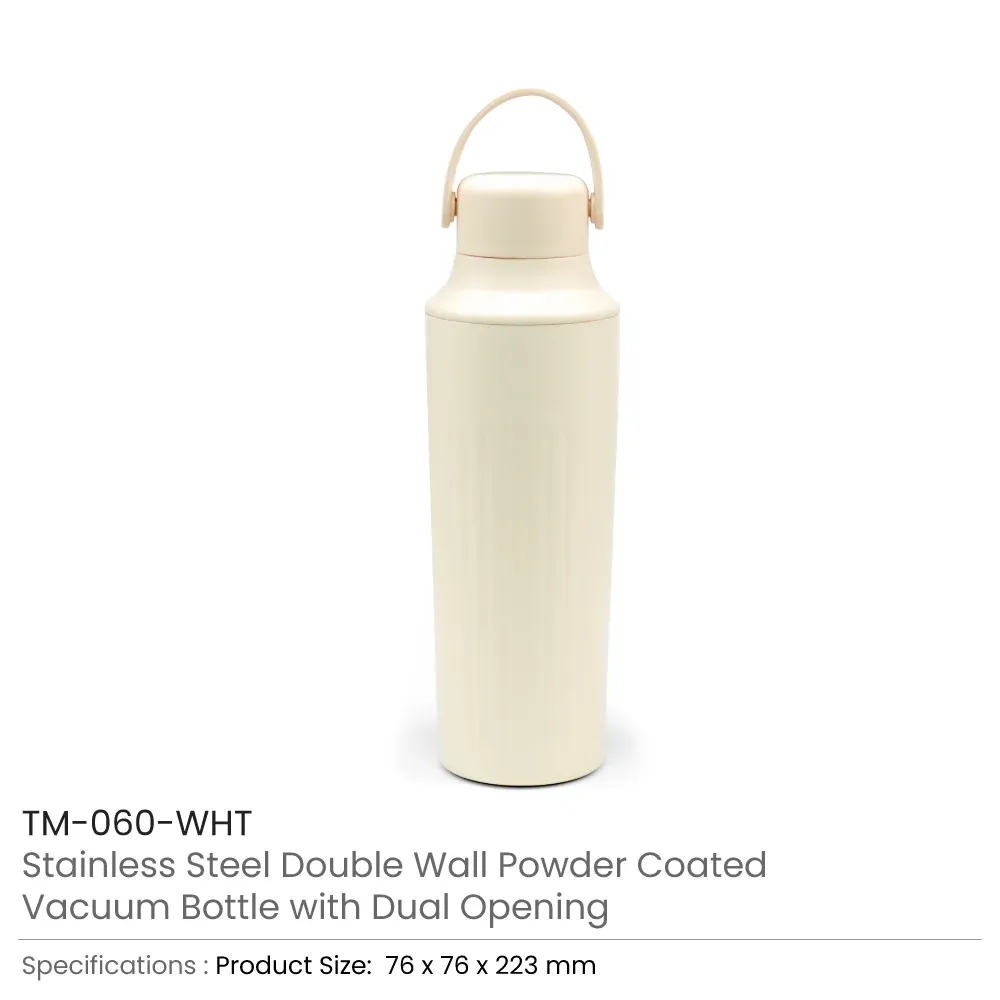 Dual Opening SS Bottles, Double-Wall Insulated Body, Powder Coated, 500ml