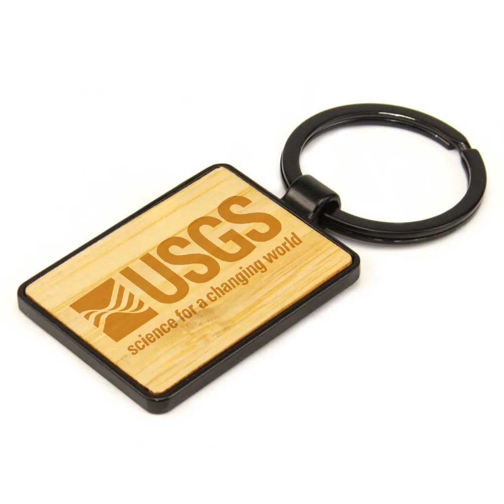 Metal Key Chain with Bamboo