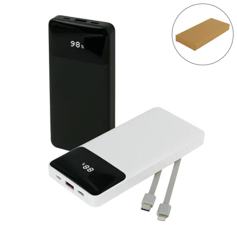 Powerbank with LED Screen 10,000 mAh & Built-in Cables