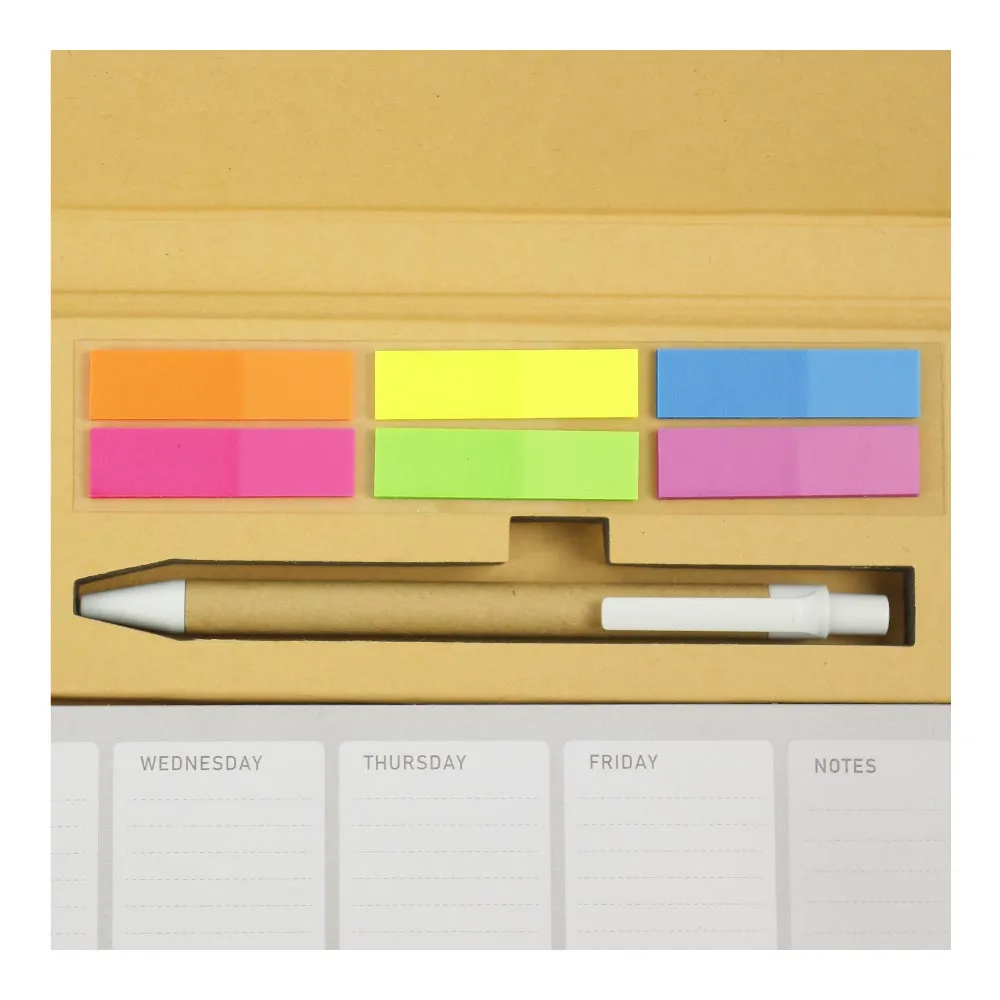 Eco-Friendly Weekly Planner Kit with Pen, Clip, Sticky Notes