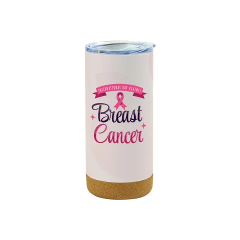 Travel Mugs with Breast Cancer Awareness Logo