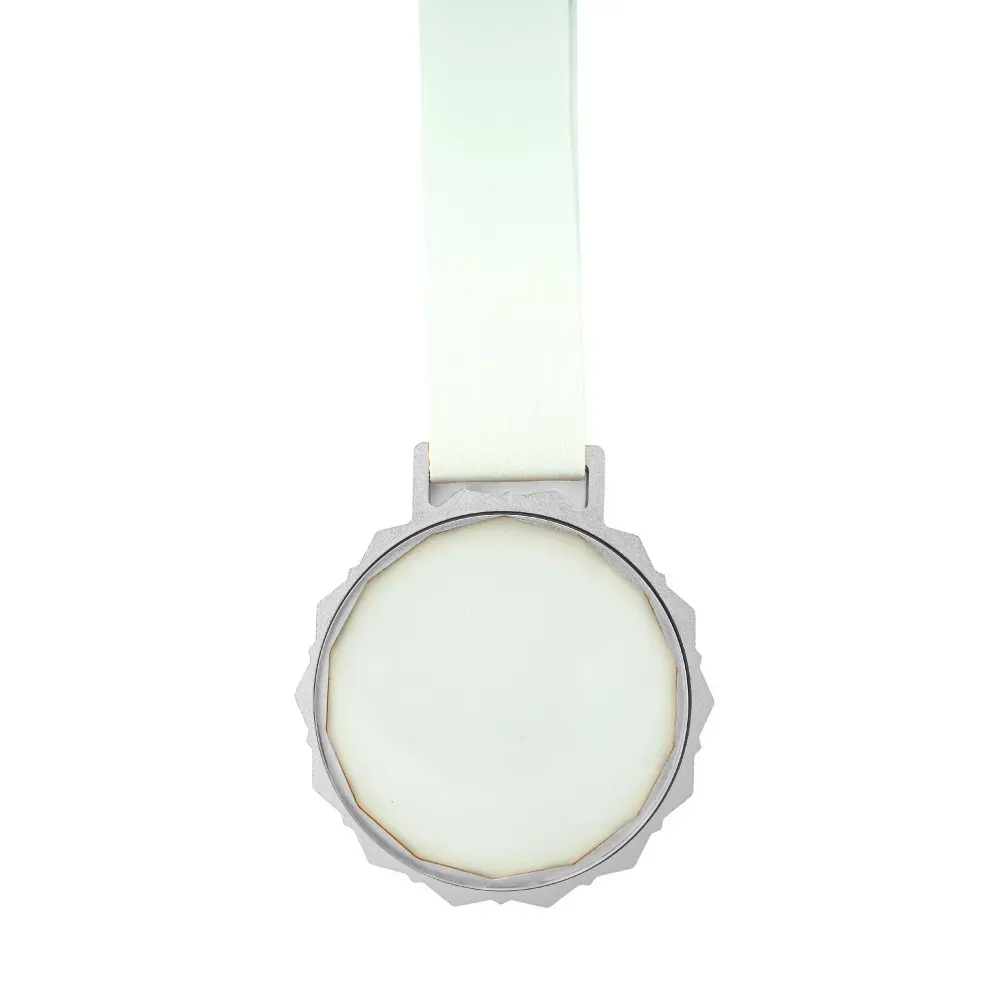 Glass Medals with Metal Frame and 3cm White Ribbon