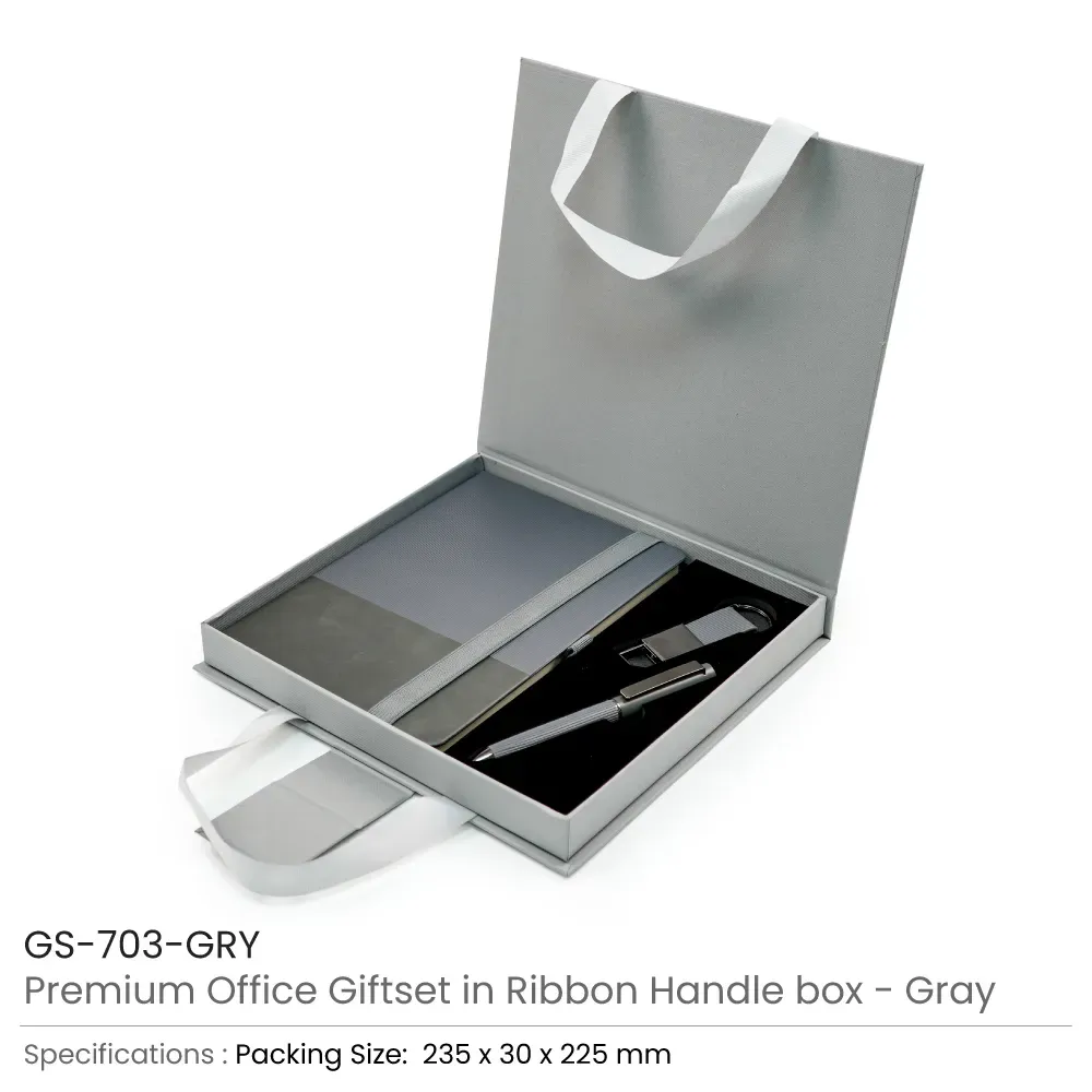 Premium Office Gift Set with Ribbon Handle Box