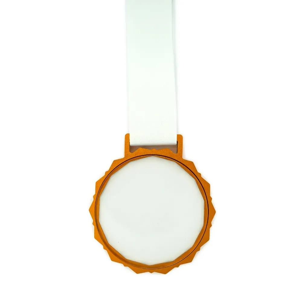 Glass Medals with Metal Frame and 3cm White Ribbon