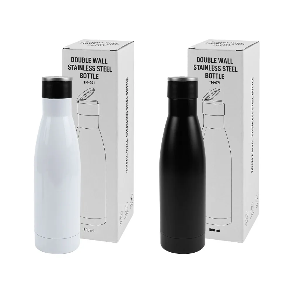 Double Wall SS Bottles, Twist-off Lid, SS Foldable Handle, 500ml