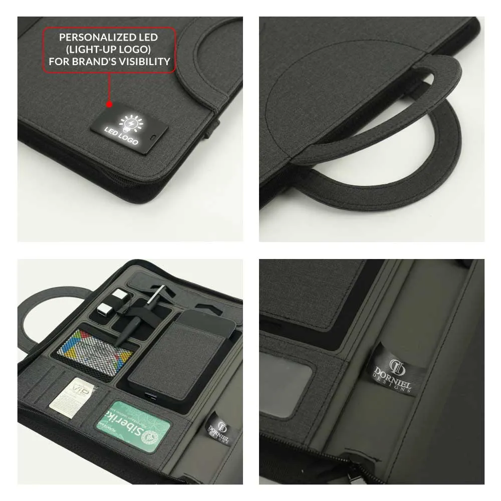 Dorniel Portfolio A4 with 8000mAh Powerbank and LED Logo