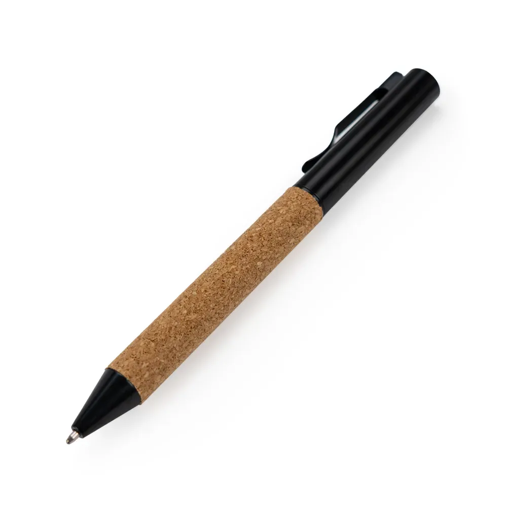 Eco-friendly Metal Pens Black with Cork Barrel and Black Ink