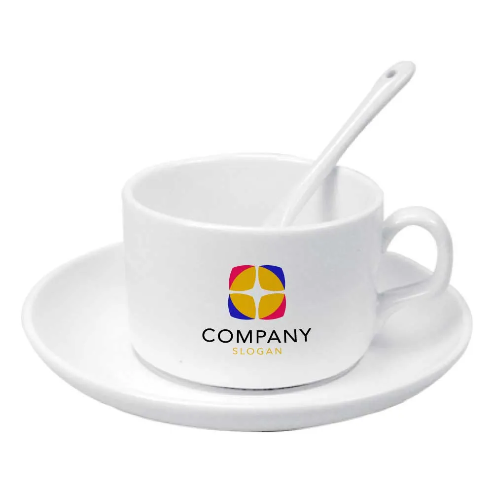 Ceramic Saucer Teacups with Spoon