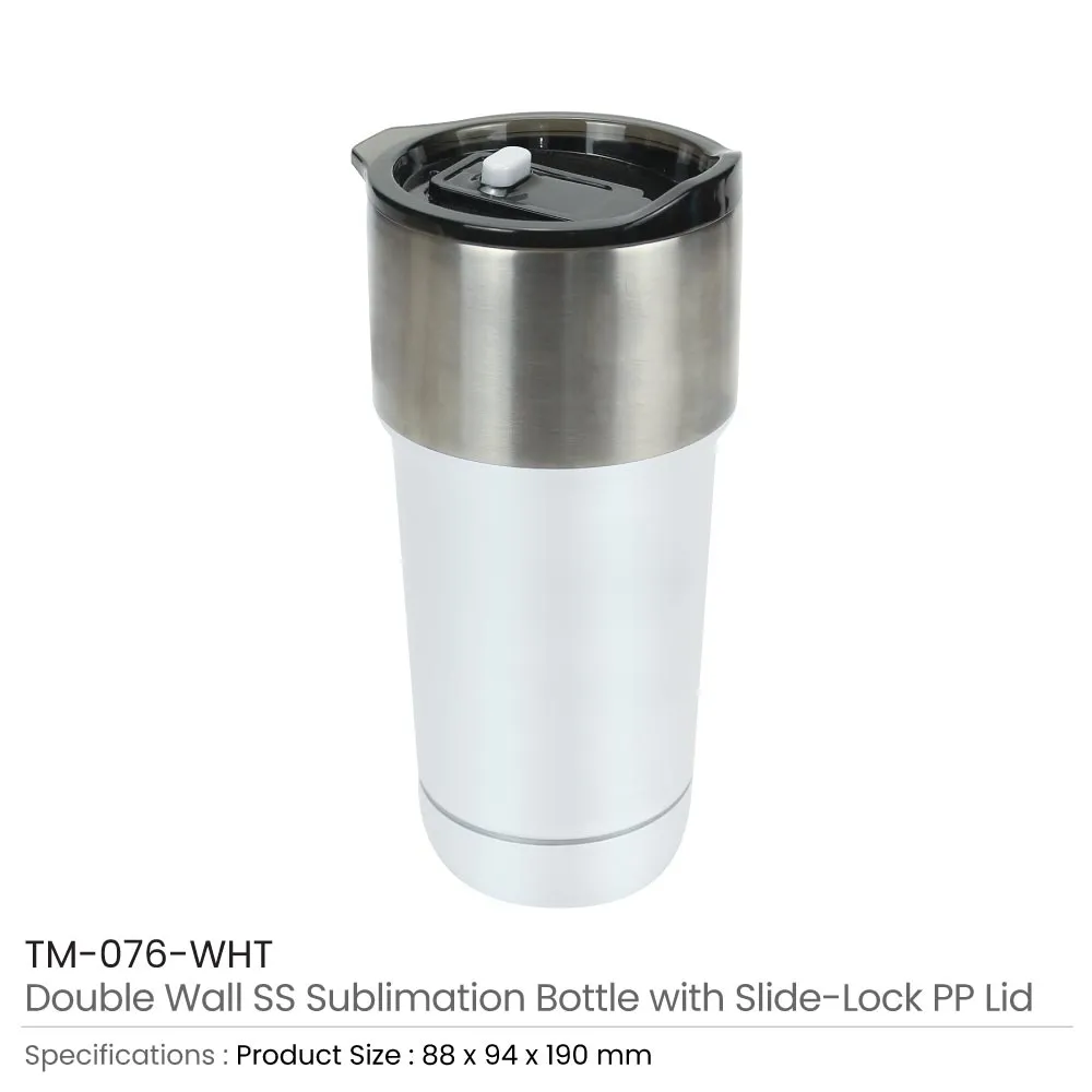 Double Wall SS Tumblers with Slide-Lock PP Lid 591ml
