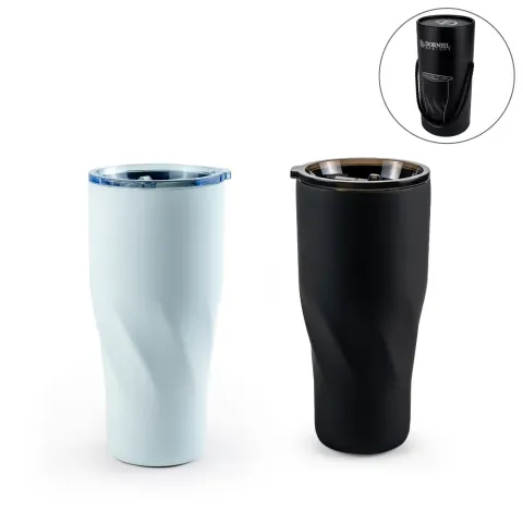 Dorniel Designs Tumblers with Transparent Lid, Recycled Stainless Steel - 540ml
