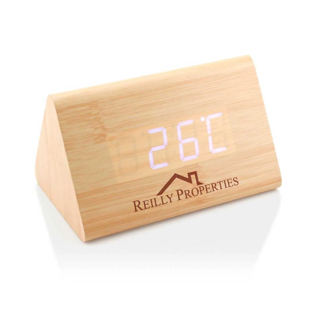 Branding Triangular Wooden Desk Clock