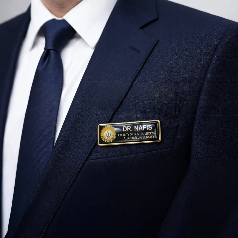 Shiny Gold and Silver Plated Metal Name Badges