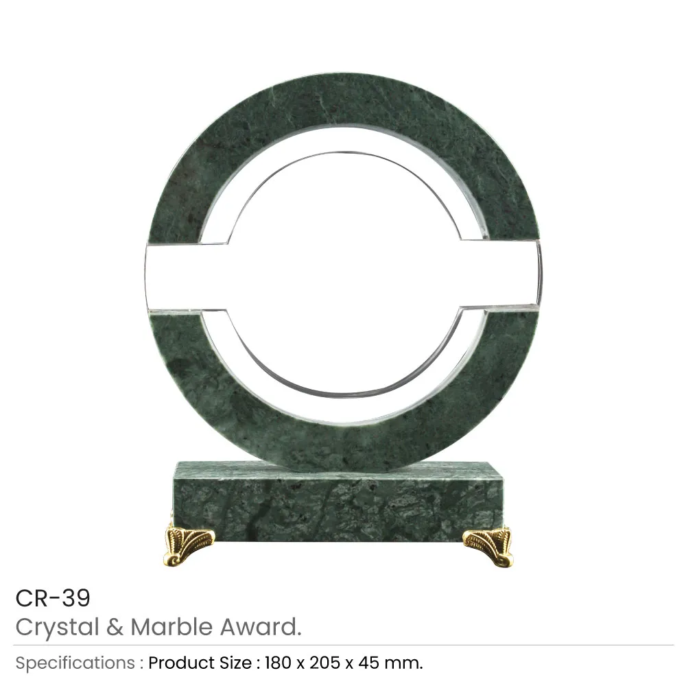 Round Crystal & Marble Awards in Box