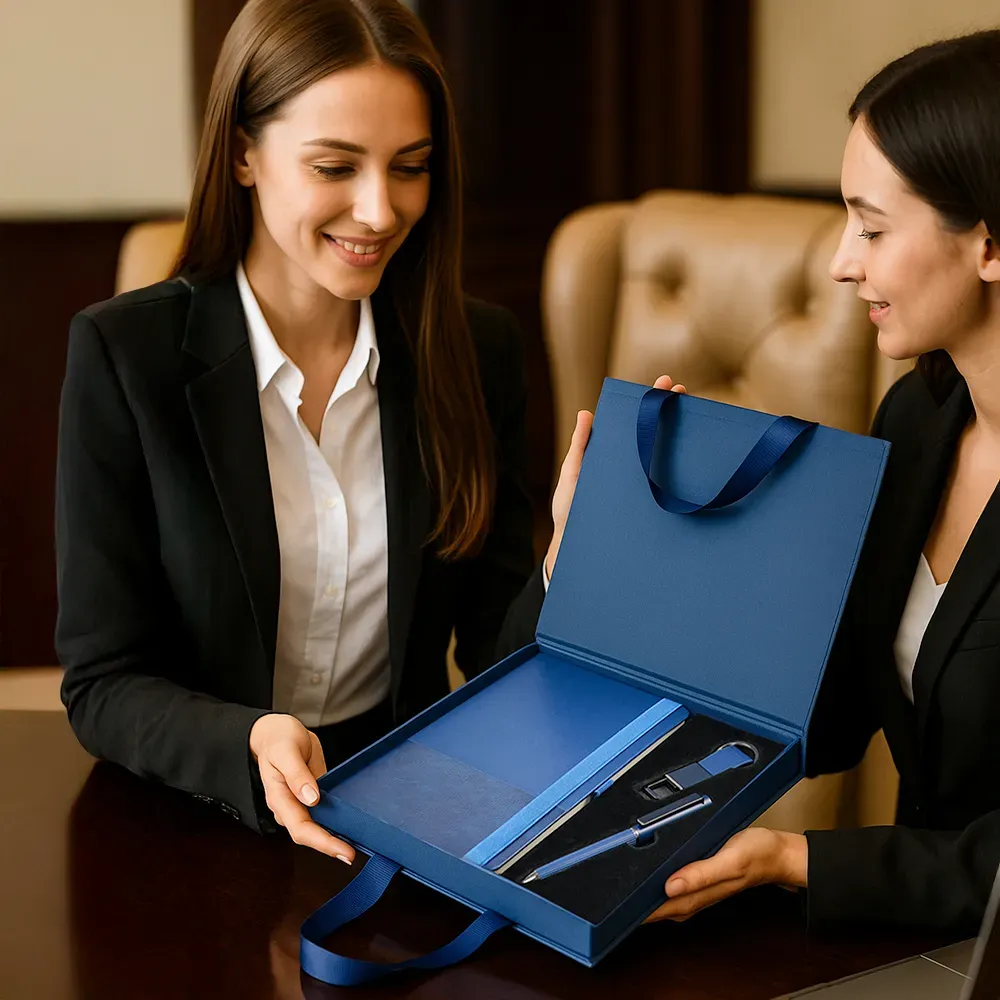 Premium Office Gift Set with Ribbon Handle Box