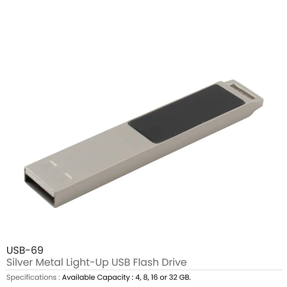 Light-Up Silver Metal 16GB USB