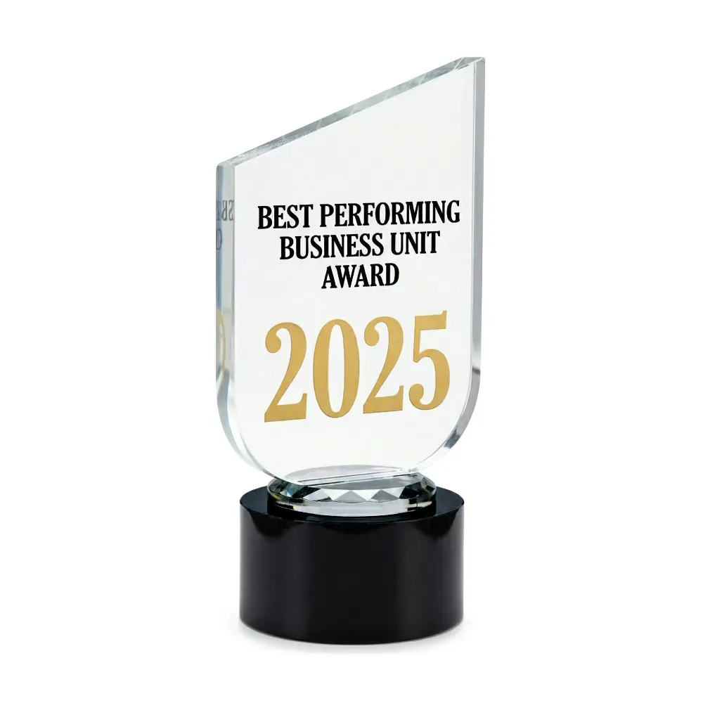 Crystal Trophy with Round Black Base in Premium Fiber Box