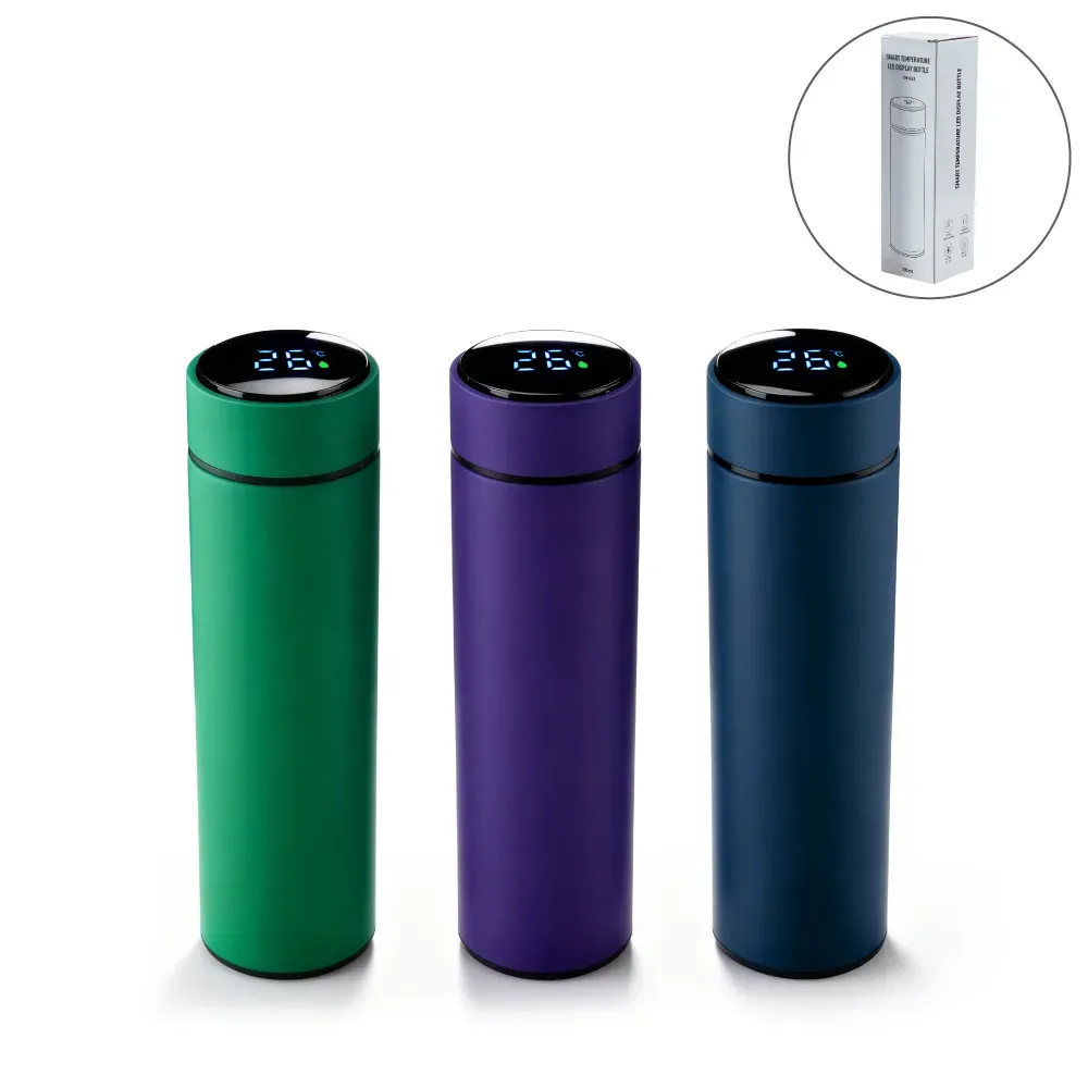Smart Temperature LED Display Bottles in Soft Touch Finish - 500ml