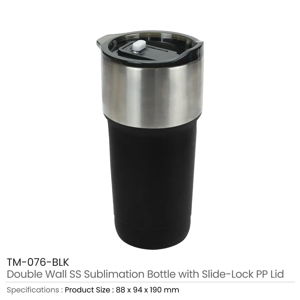 Double Wall SS Tumblers with Slide-Lock PP Lid 591ml