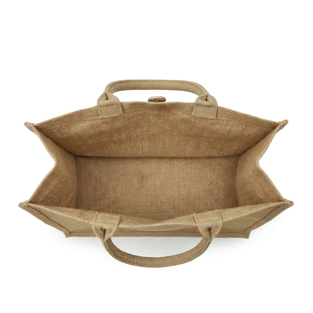 Reusable Jute Shopping Bags with Button Closure