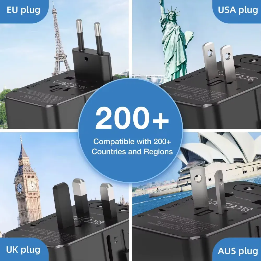 Universal Travel Adaptors, 17W, 2Type C+2USB+AC Port