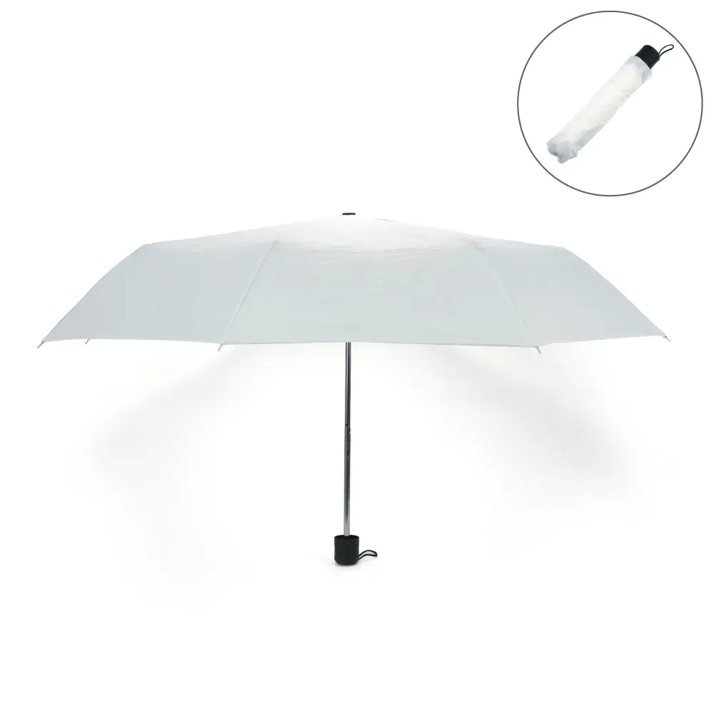 Bi-Fold Umbrella in White with Velcro Closure and Pouch
