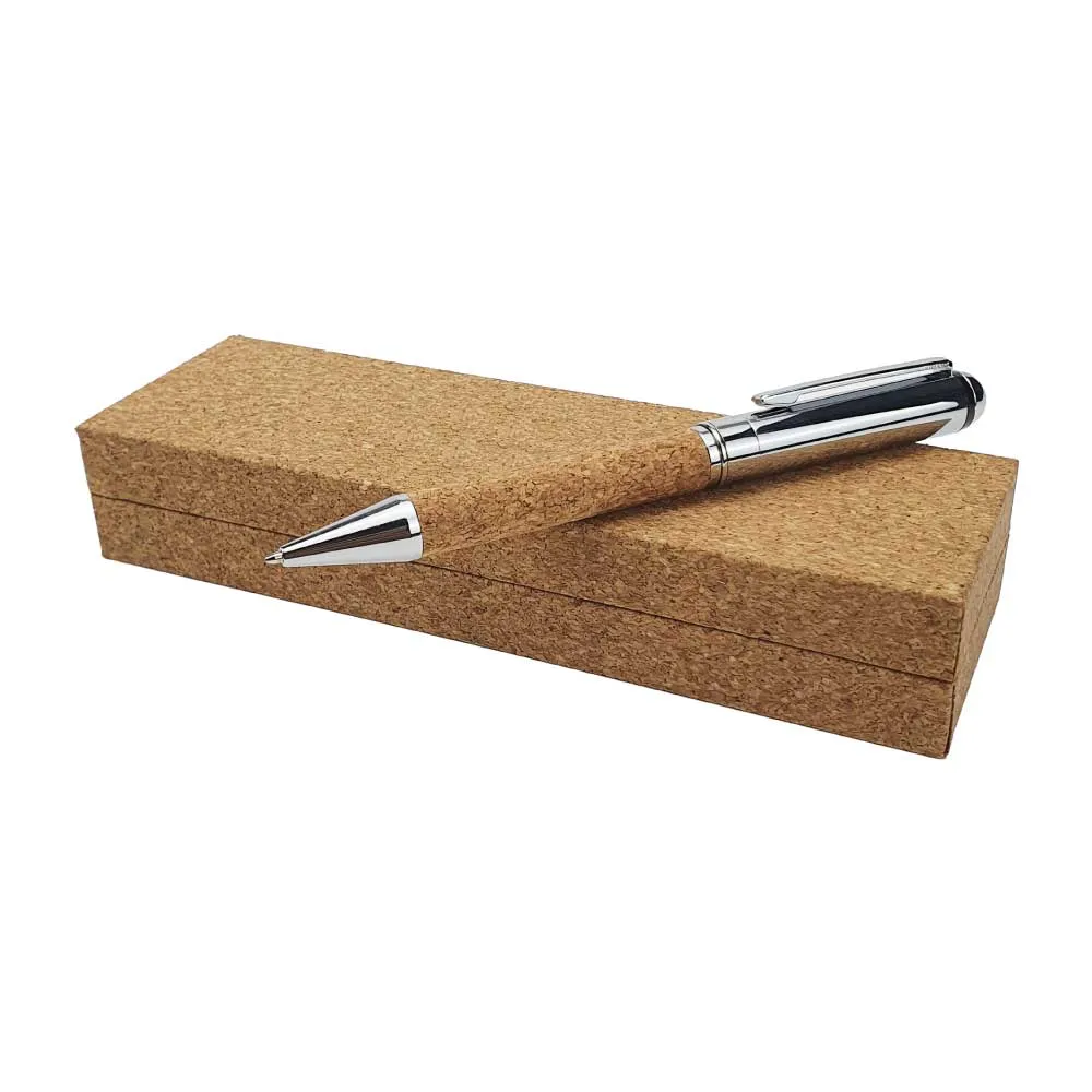 Metal Pen with Cork Barrel and Box