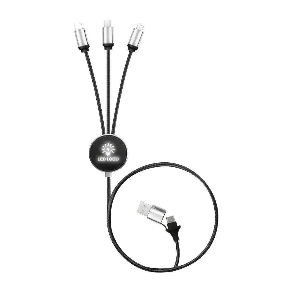 3-in-1 Multi Charging long cable 105cm with Light Up logo design