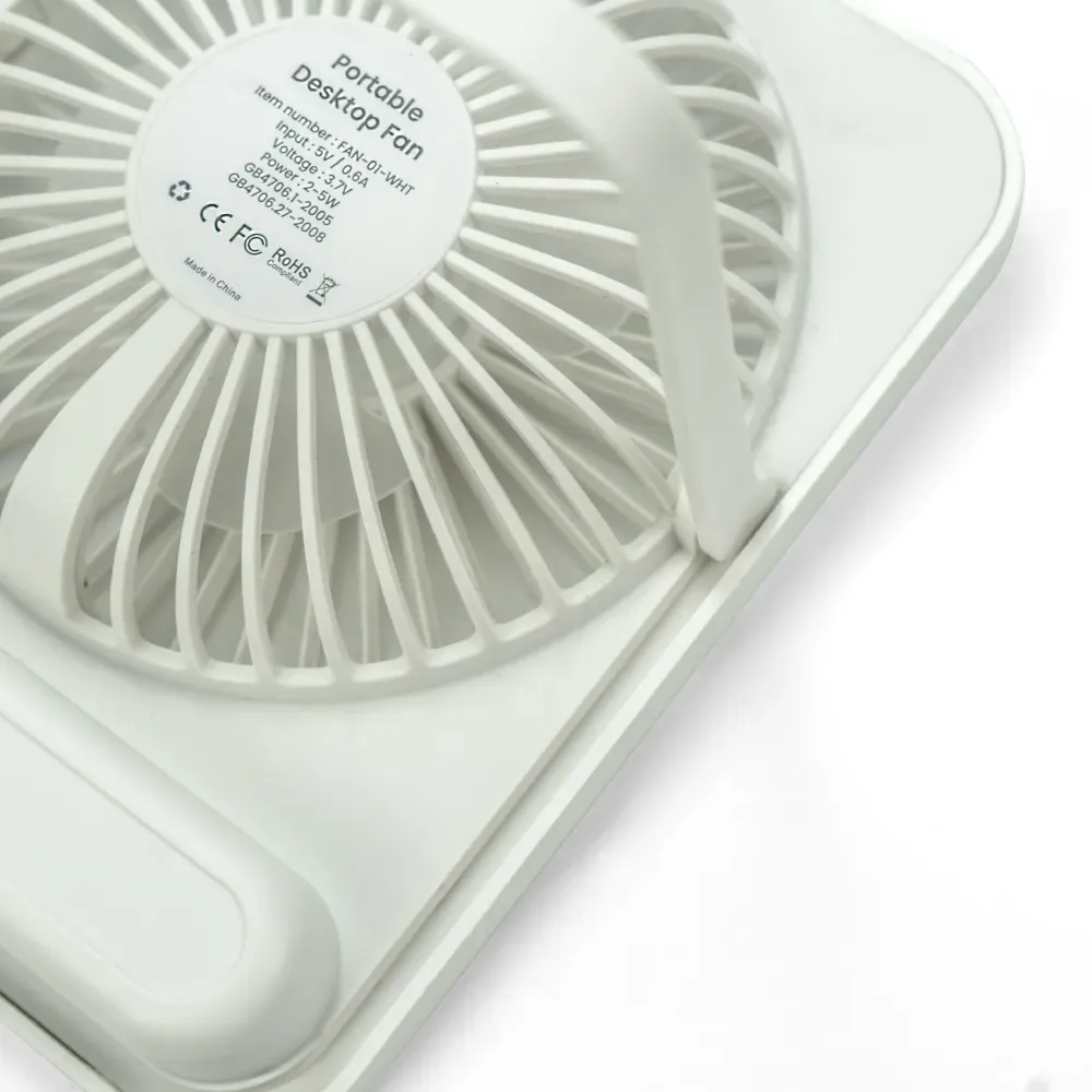 Rechargeable Table-Top Fan with Rotating Desk Stand, Compact & Portable, Type-C