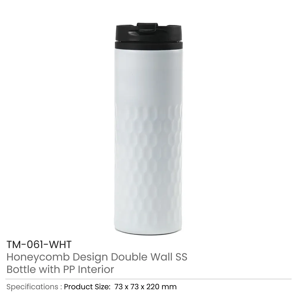 Honeycomb Design SS Bottles, Double Wall with PP Interior 420ml