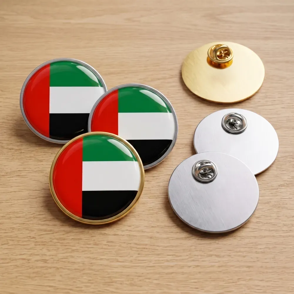 Round Flat Metal Badges – 30mm Butterfly Clutch or No Attachment