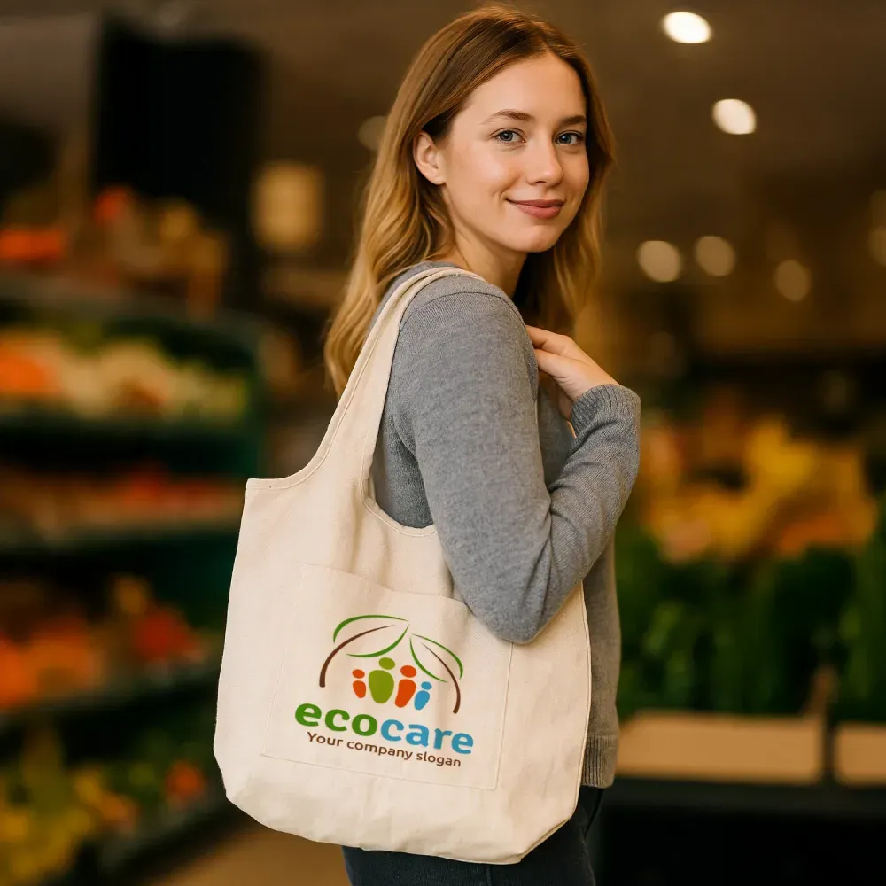 Cotton Hobo Bags with Front Pocket, 10 oz (340 GSM)