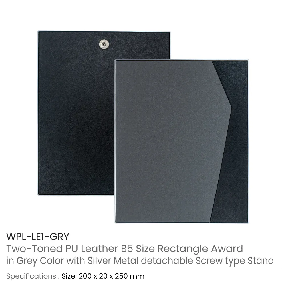Two-Toned PU Leather Awards with Aluminum Frame & Stand – B5 Size in Luxury Box