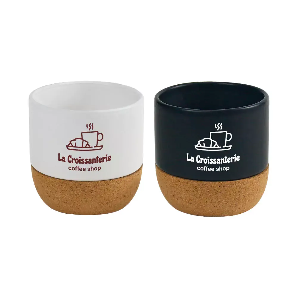 Ceramic Cup with Cork Base 6 oz Matte Finish