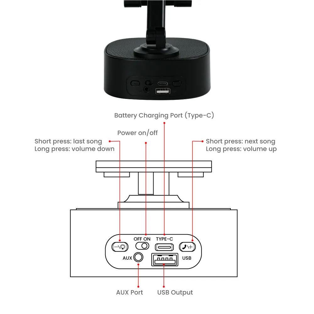 Wireless Fast Charger 15W with BT Speaker and RGB LED Logo