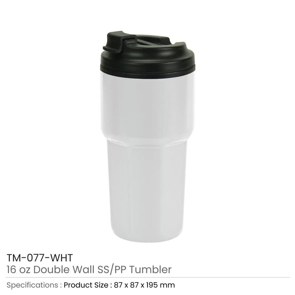 Double Wall Tumblers Flip-top PP Lid in 473ml