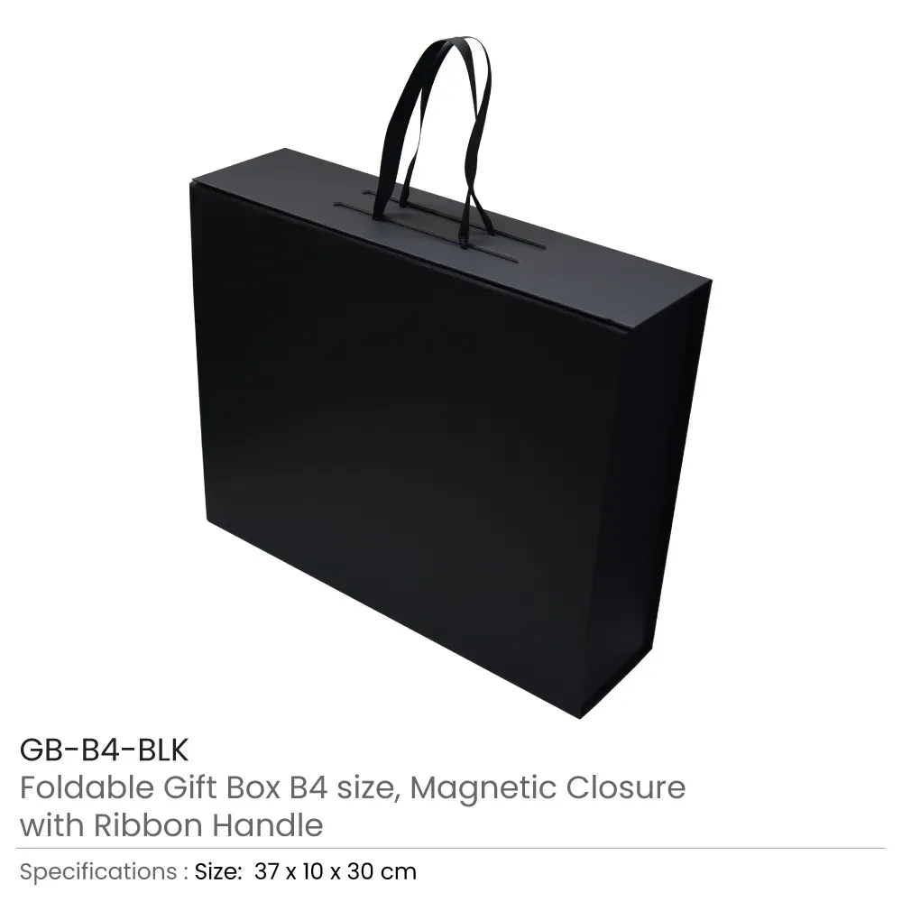 Foldable Gift Box with Magnetic Closure & Ribbon Handle