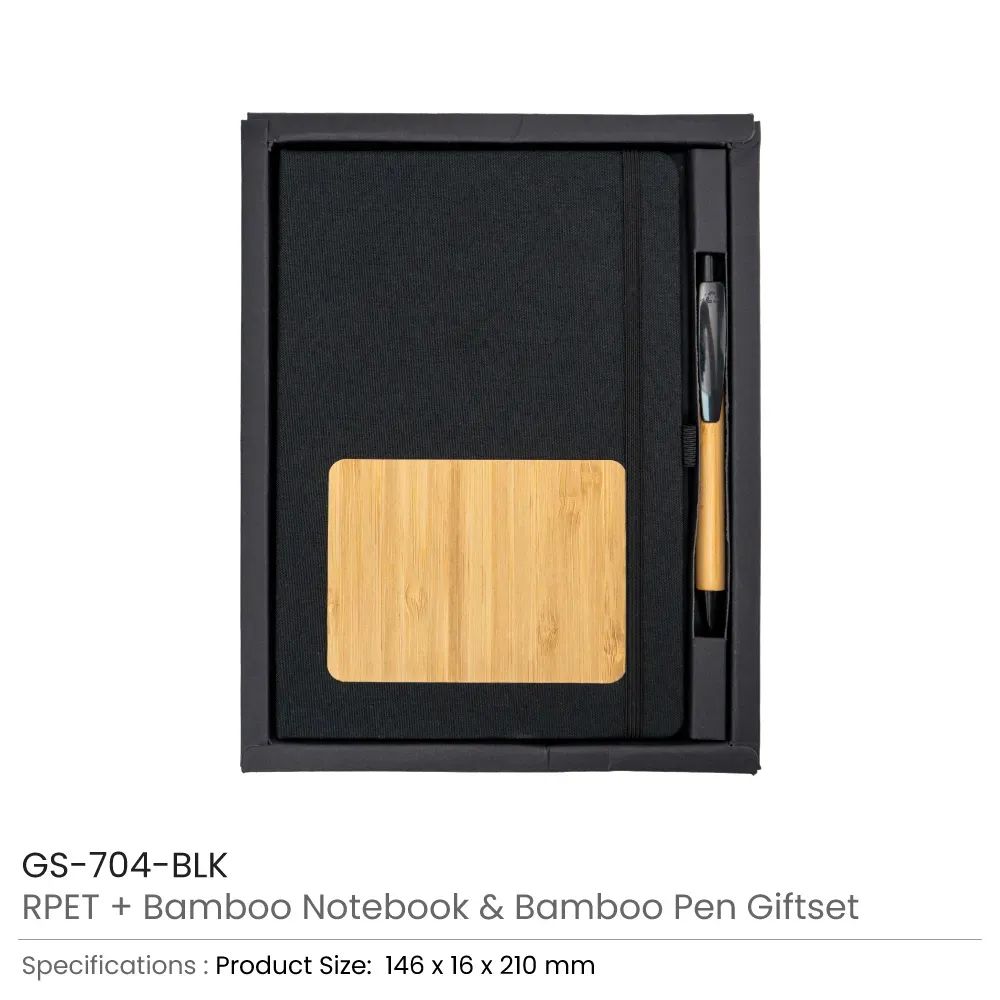 rPET and Bamboo Notebook with Pen Gift Sets